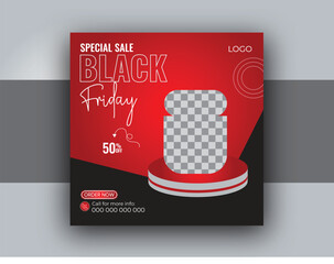 Wall Mural - Black Friday social media post design, Black Friday sale banner design template.