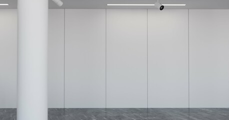 Wall Mural - white blank wall in modern exhibition gallery interior background. 3d rendering