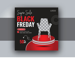 Wall Mural - Black Friday social media post design, Black Friday sale banner design template.