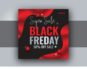 Wall Mural - Black Friday social media post design, Black Friday sale banner design template.