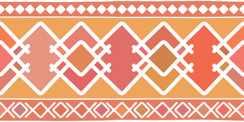 Wall Mural - Seamless pattern, ethnic background, geometric ornament, vector design, border	