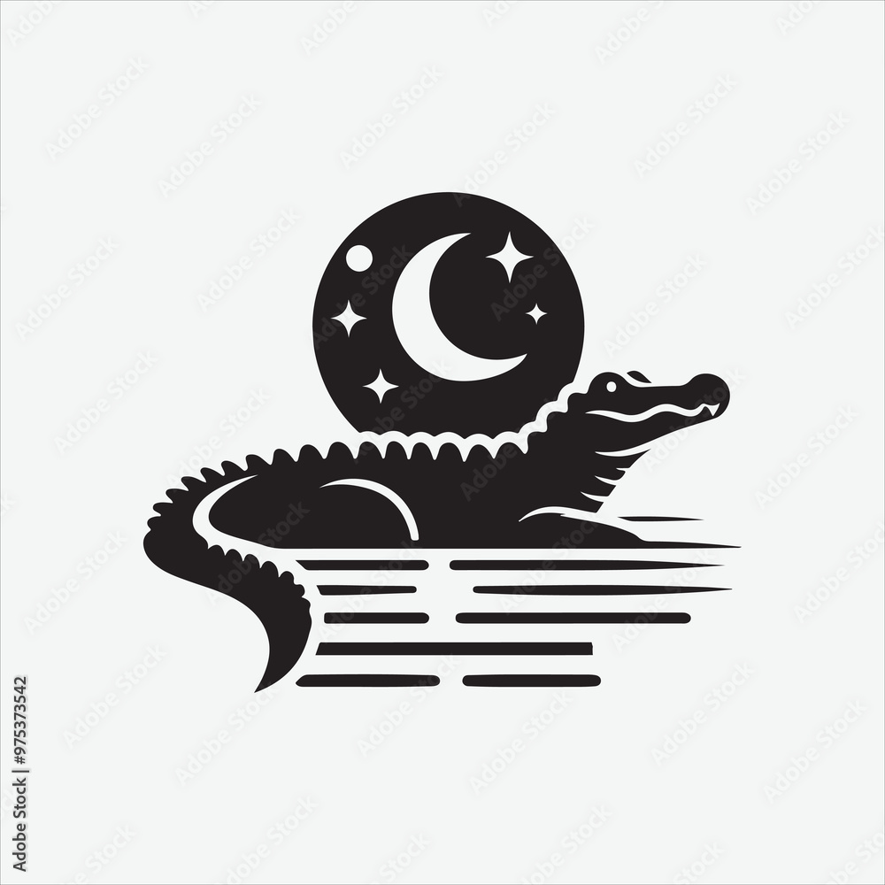 Alligator vector design white illustrator Stock Vector | Adobe Stock