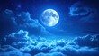 © Nathamanee - A large blue moon is shining brightly in the sky above a cloudy night