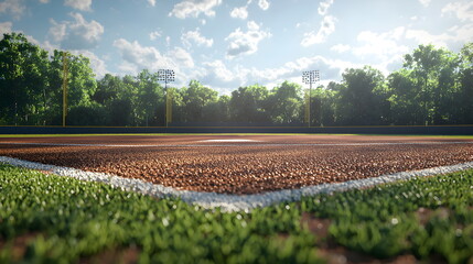 Baseball field at sunshrine, the middle of the field from the first person perspective