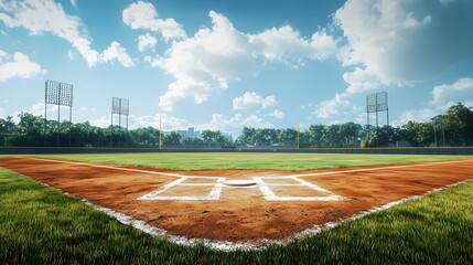 Baseball field at sunshrine, the middle of the field from the first person perspective