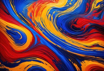 Wall Mural - close view vivid paint designs canvas background showcasing bold colors intricate patterns, abstract, artwork, brushstrokes, composition, creativity