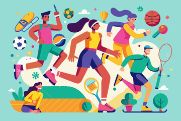 Wall Mural - vector illustration of individuals engaged in different sports