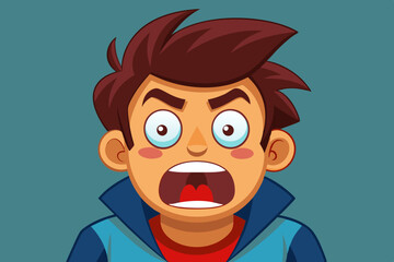 Wall Mural - vector illustration of an angry boy screaming