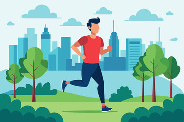 Wall Mural - vector illustration of a person or man jogging outdoor