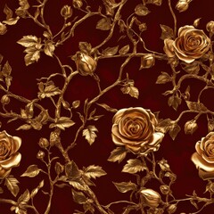 Wall Mural - Golden Rose Pattern.