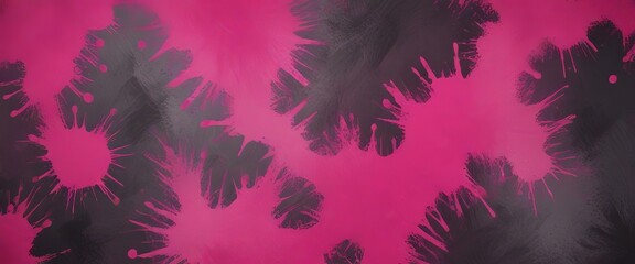 Wall Mural - a close-up view of a textured surface with a striking pattern of pink and black splatters, resembling a flower or a leaf.