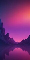 Wall Mural - a serene landscape with a calm lake reflecting the vibrant hues of a sunset sky, featuring a gradient of purple, pink, and orange colors.