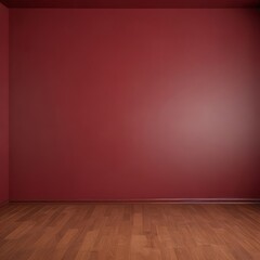 Wall Mural - An empty room with a red wall and a wooden floor.