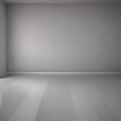 Wall Mural - An empty room with a white wall and a white floor, featuring a single light source on the left side.