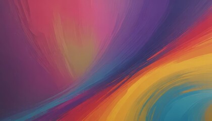 Sticker - a vibrant abstract painting with a gradient of colors, including pink, purple, orange, yellow, and blue, creating a dynamic and visually striking composition.