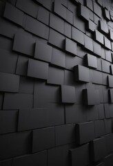 Wall Mural - a dark, geometric pattern of black rectangular shapes arranged in a grid-like fashion, creating a visually striking and abstract composition.