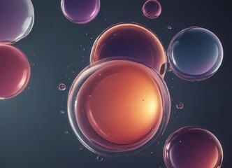 Wall Mural - a collection of colorful, spherical bubbles floating against a dark background.