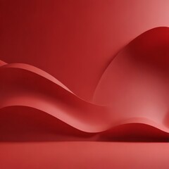 Wall Mural - Abstract red wave-like shapes on a red background.