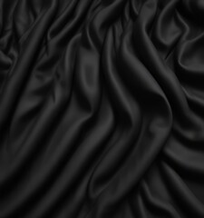 Canvas Print - A close-up view of a black fabric with a crumpled texture, creating a sense of depth and movement.