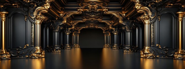 Wall Mural - Gold & Black Columns.