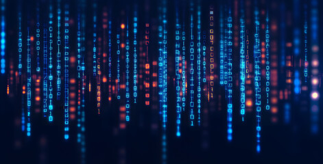 digital binary code and streaming data wallpaper design