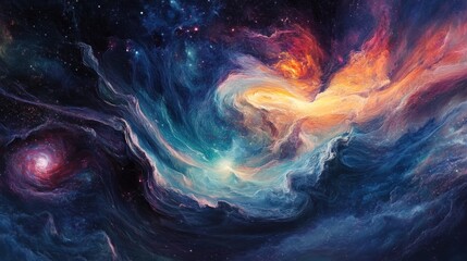 Poster - Cosmic Abstract. Swirling Galaxies and Nebulae