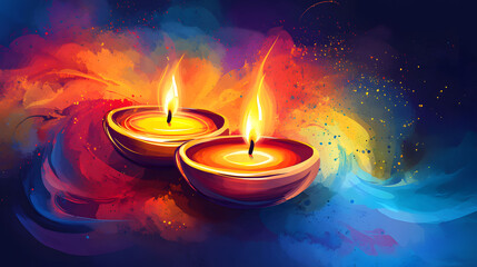 Wall Mural - Happy diwali celebration poster template