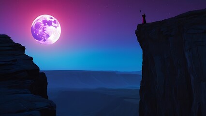 Wall Mural - moon over the mountains