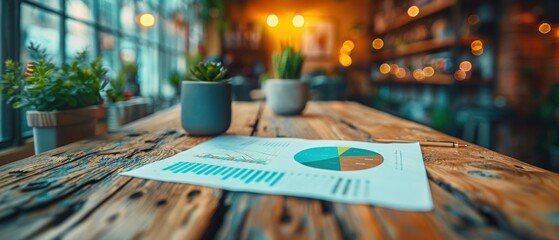 Wall Mural - People working together on business documents and graphs at a wooden table.