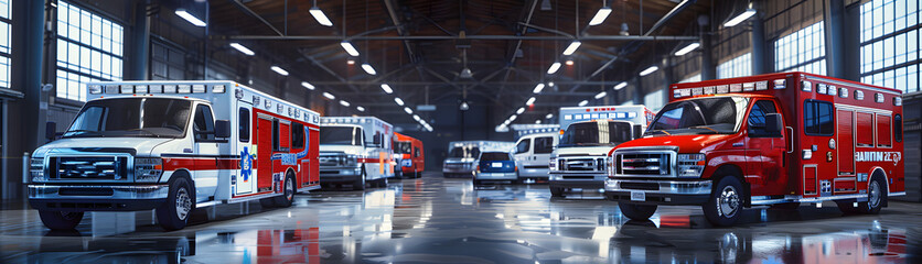 Poster - ambulances, show room of ambulances