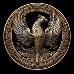 Canvas Print - Golden Phoenix Emblem.