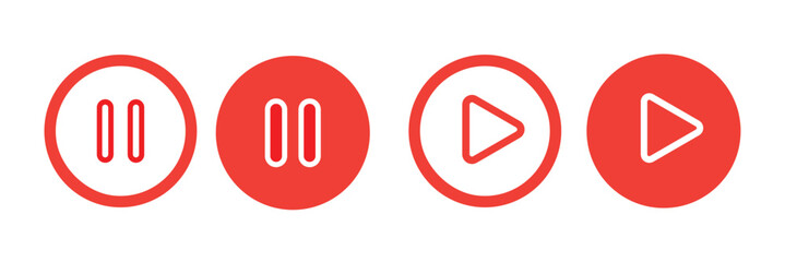 Aufkleber - Media player button icons set. paly & Pause icon collections. Ui elements. Music player buttons. Video controls button play, pause.
