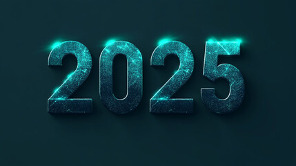 Wall Mural - A minimalist 2025 design, with the numbers in a clean, futuristic font and subtle glowing lines or gradients