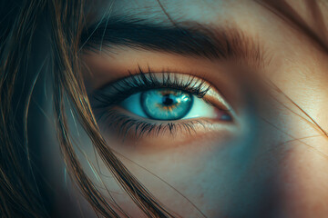 Close-up of a Woman's Beautiful Blue Eyes