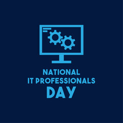 National IT Professionals Day. Flat design vector. Dark blue background.