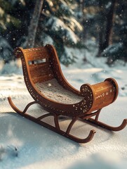 Wall Mural - Wooden Sled in Snow