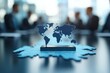 © Tonton54 - A detailed world map model on a conference table, symbolizing global business strategy and international collaboration.