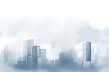 Wall Mural - A foggy city skyline with blurred buildings and a serene atmosphere.