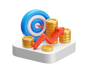 Wall Mural - png growth money business icon 3d target finance arrow concept success financial strategy profit iso