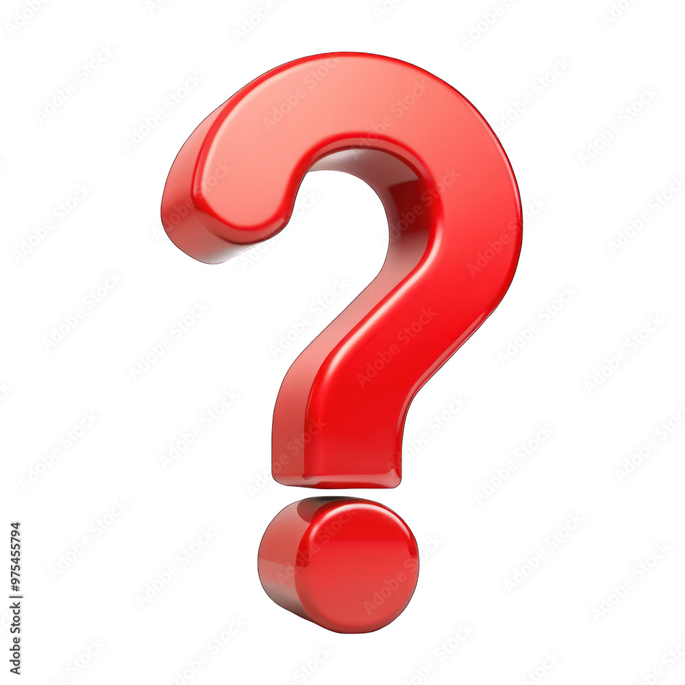 Red question mark isolated on transparent background