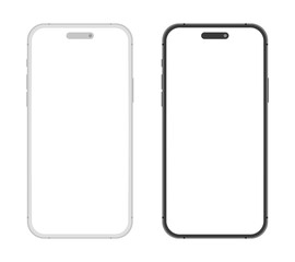Fototapete - iPhone 16 Pro Max mobile phone device gray black mockup template. Smartphone with blank screen vector illustration