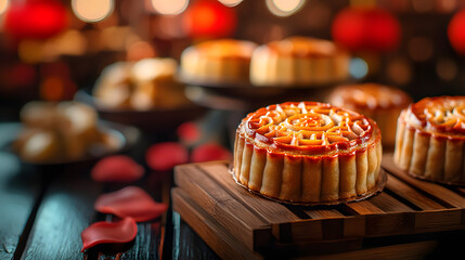 moon cake mid autumn Chinese traditional festival background