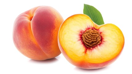 Fresh and Juicy Peach Fruit. This image showcases a ripe peach, highlighting its vibrant color, smooth texture, and natural freshness, perfect for depicting summer fruits and healthy eating.