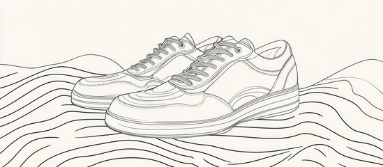 Line art illustration template featuring a design of shoes