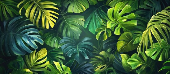 Tropical foliage artwork perfect for enhancing your space with a vibrant wall mural