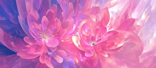 Bright pink fractal flowers painted in a smooth vibrant style