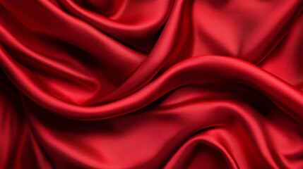 Poster - Vibrant Red Silk Fabric with Luxurious Sheen