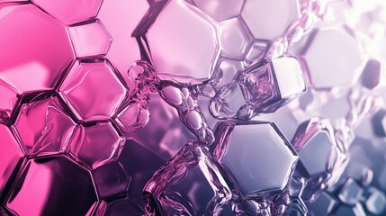 Abstract hexagonal pattern in pink and purple hues.