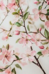 Poster - Pink Flowers on Branch Close-Up,