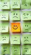 © Minh Do - Happy face among various negative emotions on sticky notes: a concept representing a positive attitude.